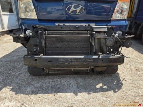 Панель поддержки радиатора переднего модуля Tucson IX 641012S000 в сборе с радиатором, конденсатором, вентилятором, интеркулером и направляющей, дизель 2.0, автомат, класс B (повреждение крепежного кольца)