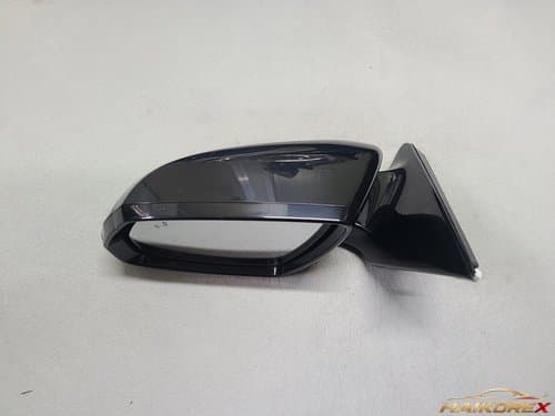 Боковое зеркало заднего вида водителя Genesis G80 (10-контактное) с IMS памятью, BSD, камерой кругового обзора, подсветкой, оникс черный, класс C (царапины, потертости, трещина)