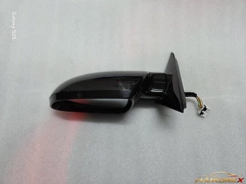Боковое зеркало левое (водительское) для Kia K7 (10-контактное) с электроскладыванием, LED повторителем и подсветкой 876103R000EB черный жемчуг 2009-2012